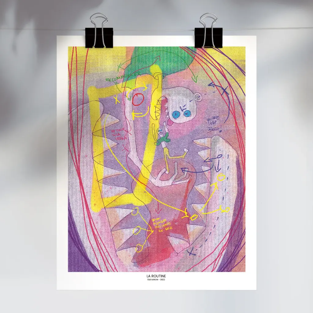 La Routine par Élie Miron (5" x 7", Avec signature de l'artiste)