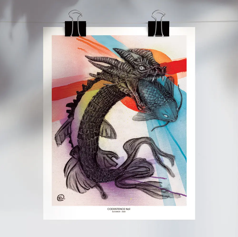 Coexistence No1 - Reproduction Fine Art par Élie Miron  (5" x 7", Avec signature de l'artiste)