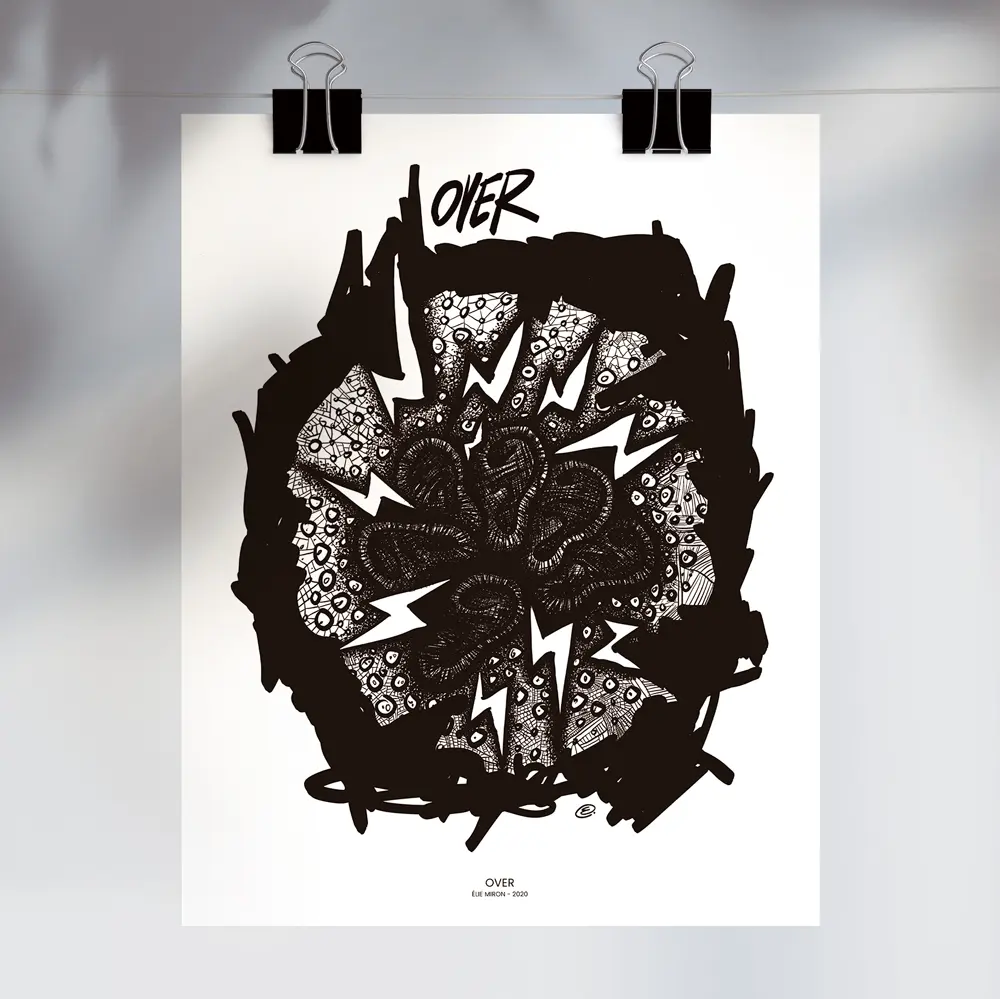 Over par Élie Miron (5" x 7", Avec signature de l'artiste)