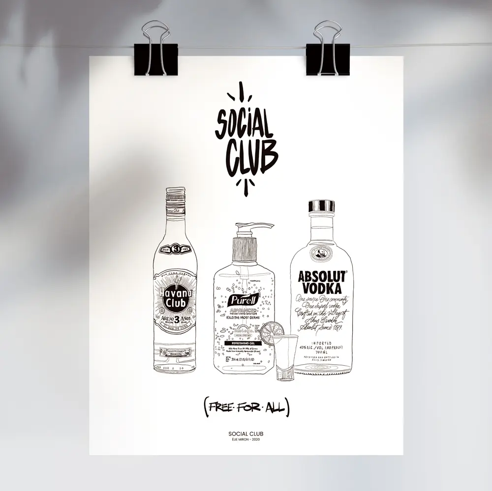 Social Club par Élie Miron (5" x 7", Avec signature de l'artiste)