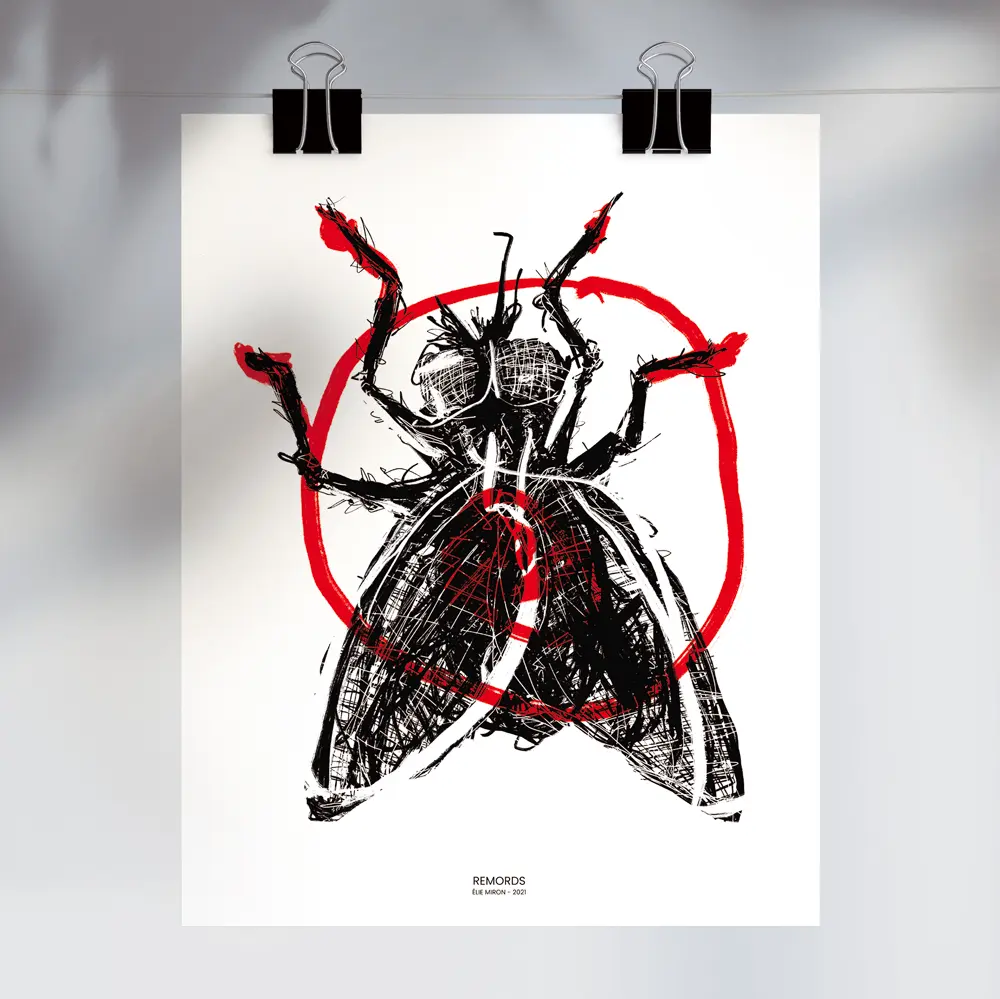 Remords par Élie Miron (5" x 7", Avec signature de l'artiste)