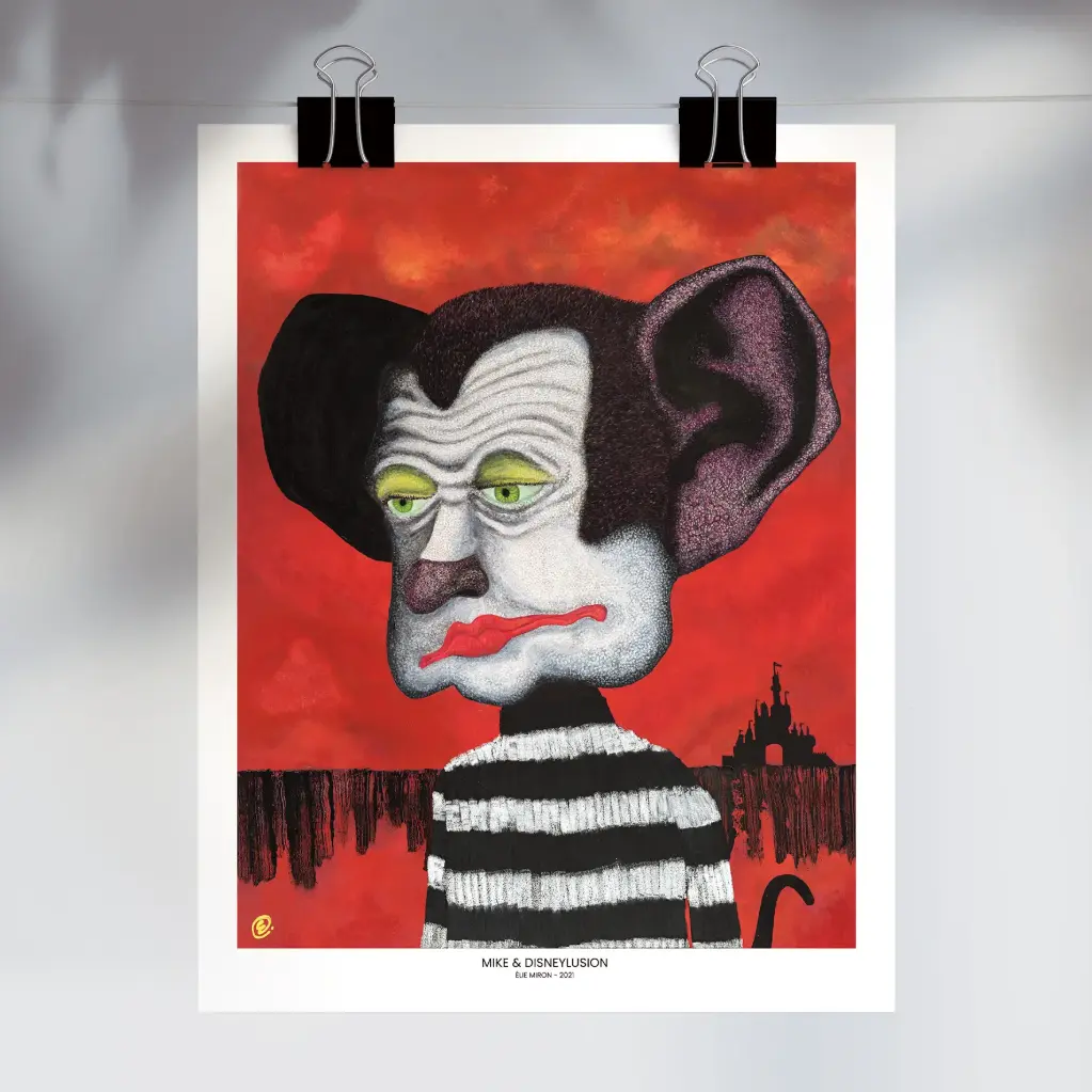 Mike & Disneylusion - Reproduction Fine Art par Élie Miron (5" x 7", Avec signature de l'artiste)