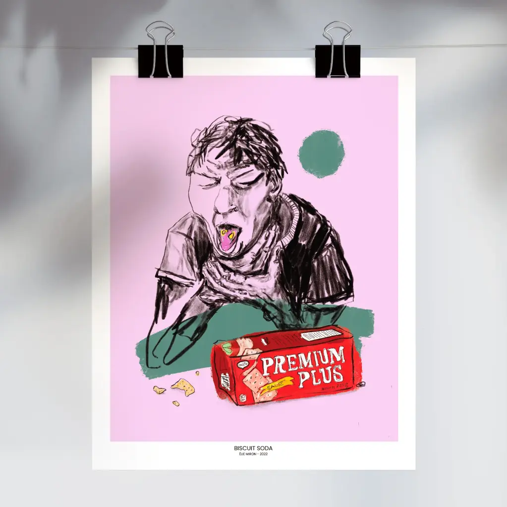 Biscuit Soda par Élie Miron (5" x 7", Avec signature de l'artiste)